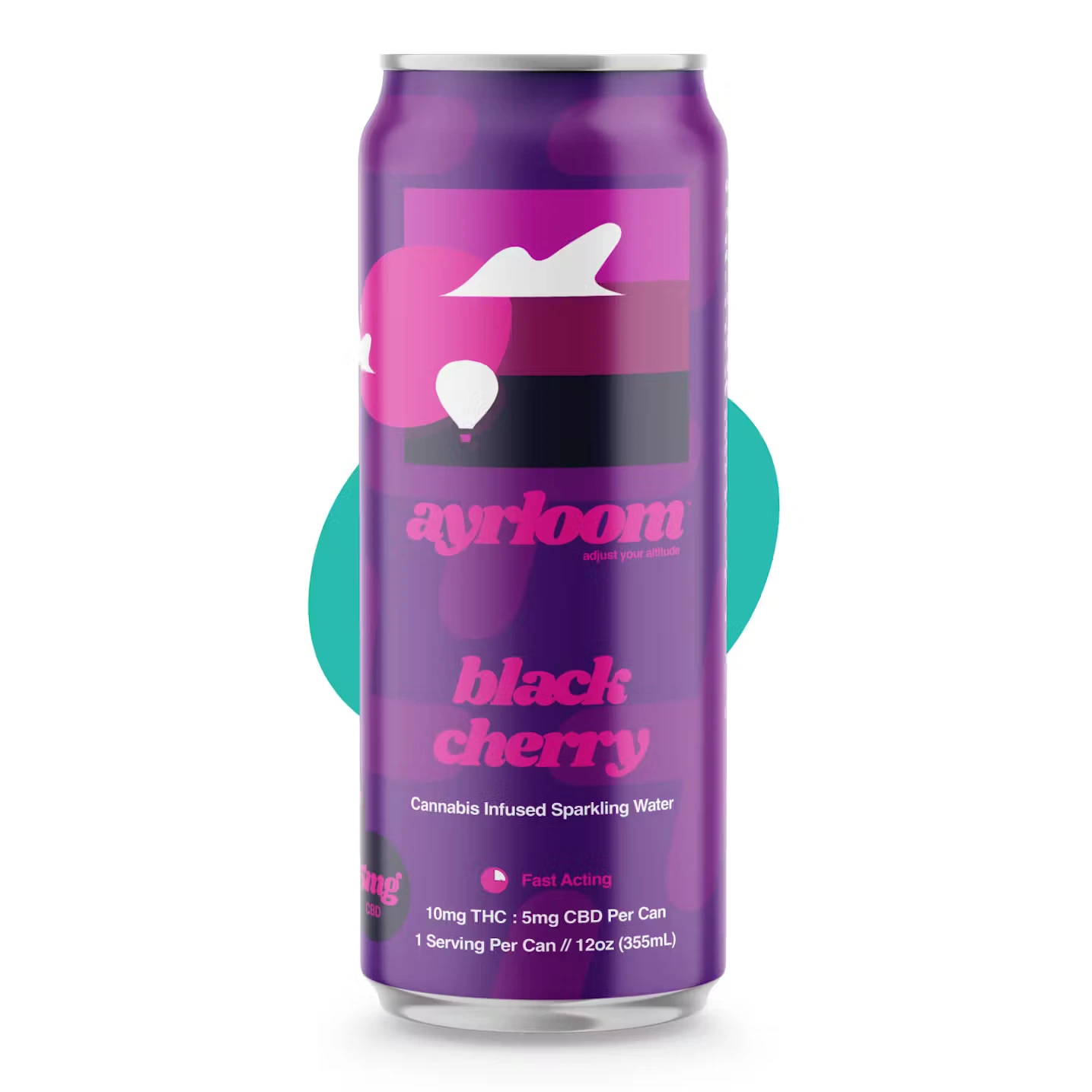Image of Black Cherry Seltzer (I) up - Infused Beverage (10mg THC-5mg CBD) on a white background